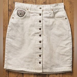 Y2K 90’s/00’s Manager Mocassino off white Button Front Denim Mini Skirt